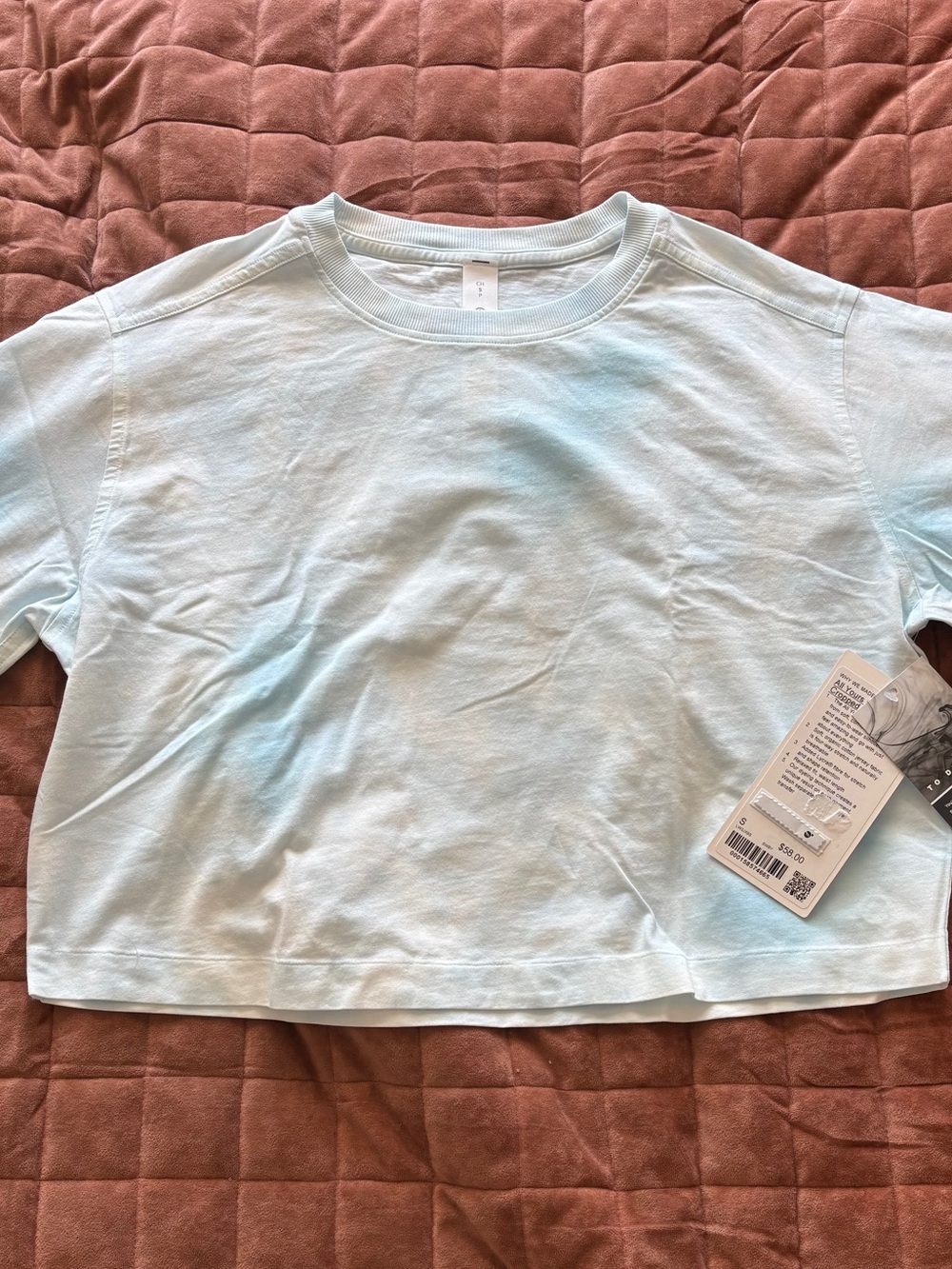 lululemon athletica Light Blue Cropped Crew Tee